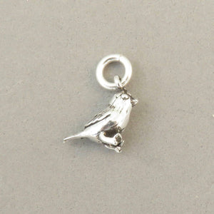 SPARROW / BIRD .925 Sterling Silver 3-D Small Charm Pendant Starling Chickadee Birdie bi22