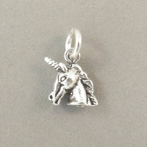 Sale! UNICORN HEAD 3-D .925 Sterling Silver Small Charm Pendant New Fairytale Fantasy Mythical Horse MY125