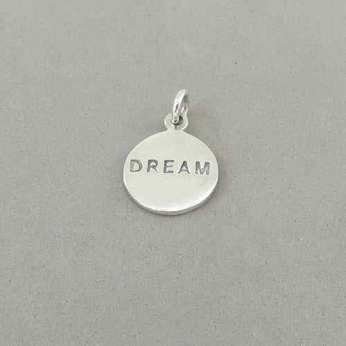 Sale! DREAM .925 Sterling Silver Charm Small Round Pendant Inspirational Saying Word Medallion Disc wr10