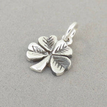 Load image into Gallery viewer, FOUR LEAF CLOVER .925 Sterling Silver Sm Detail Charm Pendant Shamrock Irish St Patricks Lucky ga21