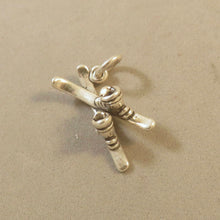 Load image into Gallery viewer, PAIR of SKIS &amp; BOOTS .925 Sterling Silver 3-D Charm Pendant Winter Snow Ski Sport sp09