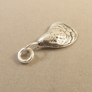 OYSTER SHELL .925 Sterling Silver 3-D Charm Pendant Half Beach Sea Seashell Beach Food nt19