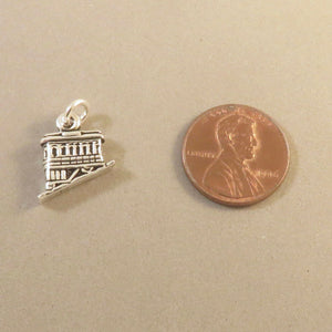 FUNICULAR .925 Sterling Silver 3-D Charm Pendant Incline Railway Car Valparaiso Montmartre vh07