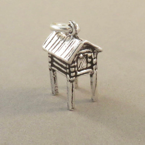 PROENNEKE'S CACHE .925 Sterling Silver 3-D Charm Pendant Log Wood Stilted Raised Lake Clark Alaska PM11