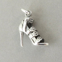 Load image into Gallery viewer, HIGH HEEL Four Buckle Shoe .925 Sterling Silver 3-D Charm Pendant Pump Tall Stiletto Sandal du13