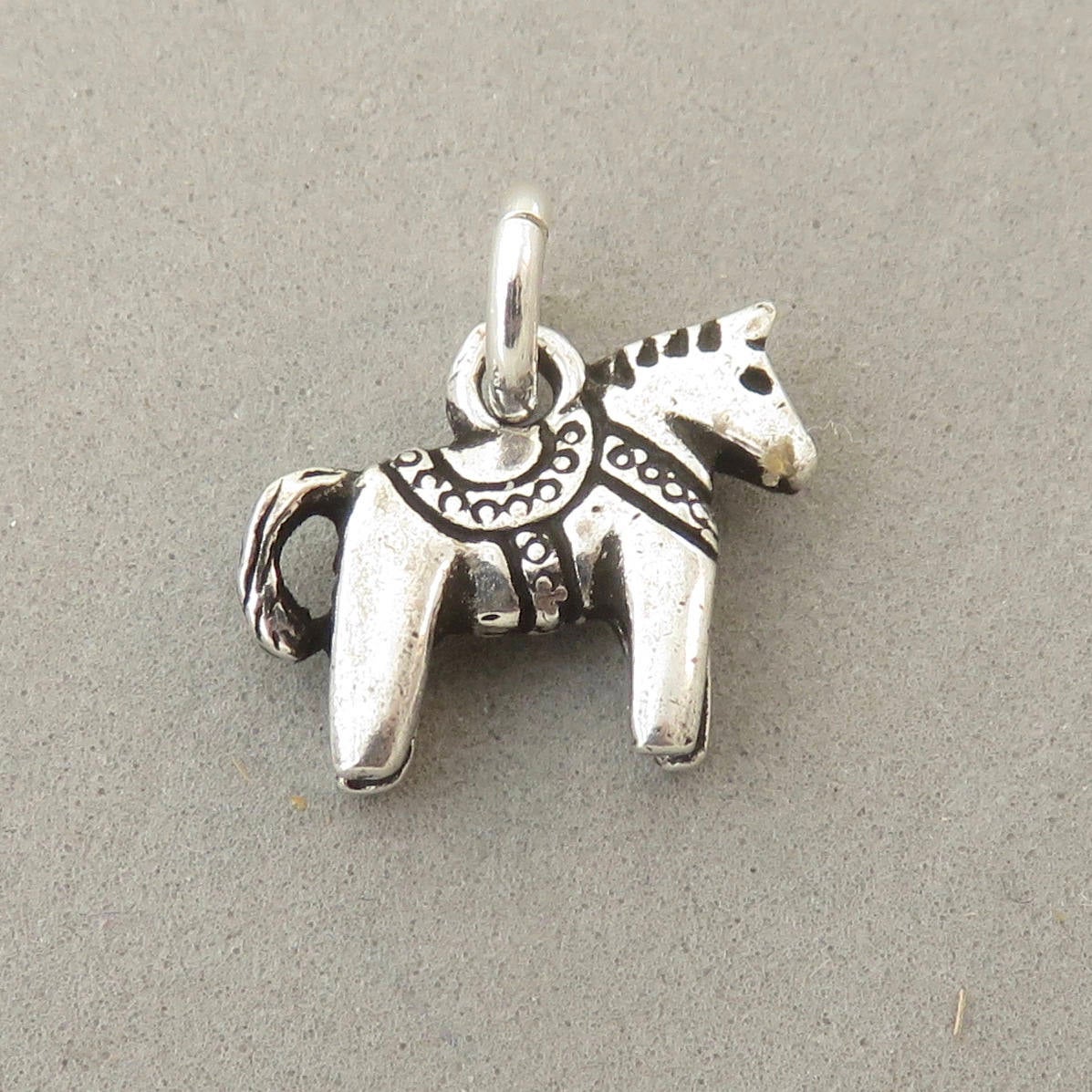 DALA HORSE .925 Sterling Silver Charm Pendant Traditional Swedish