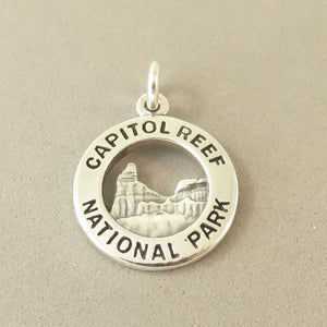 CAPITOL REEF National Park .925 Sterling Silver Charm Pendant Utah Chimney Rock np45