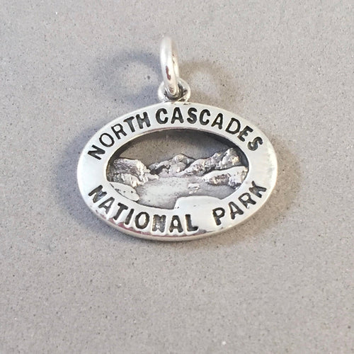 NORTH CASCADES National Park .925 Sterling Silver Charm Pendant WA Lake Diablo Ross Dam np53