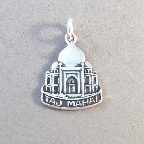 TAJ MAHAL .925 Sterling Silver Charm Pendant Marble Mausoleum Agra india Palace TA22