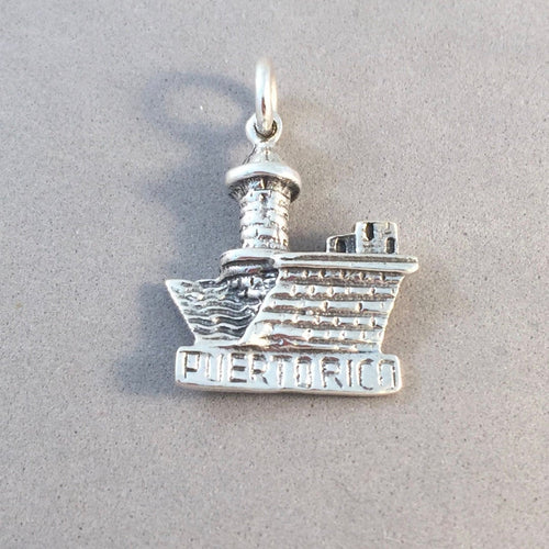 PUERTO RICO .925 Sterling Silver Charm Pendant Castillo San Felipe de Morro Caribbean tu16