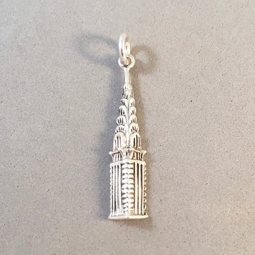 CHRYSLER BUILDING .925 Sterling Silver Charm Pendant Landmark New York City Manhattan TY03