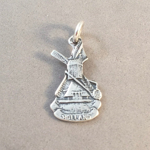 HOLLAND WINDMILL .925 Sterling Silver Charm Pendant Dutch Td05