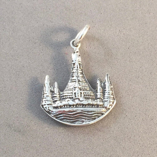 WAT ARUN .925 Sterling Silver Charm Pendant Temple of Dawn Bangkok Thailand Myanmar Laos ta15