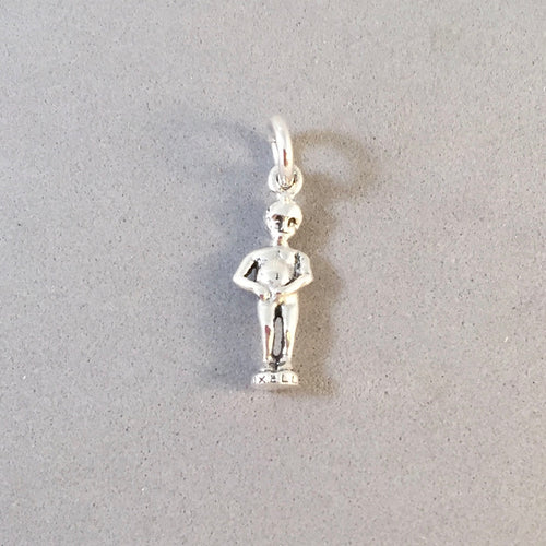 MANNEKEN PIS 3-D .925 Sterling Silver Charm Brussels Belgium Fountain Sculpture Boy td10