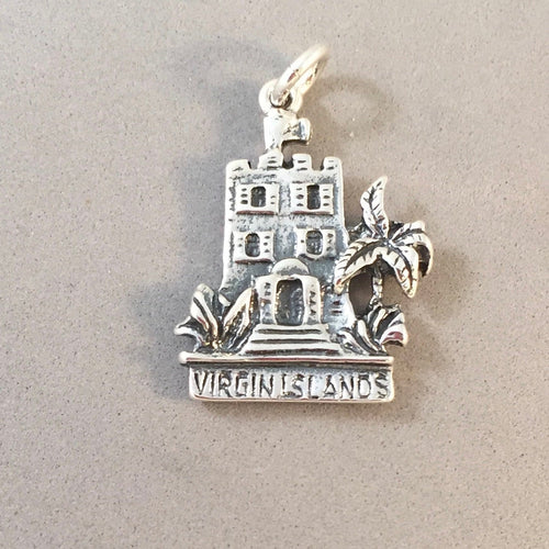 VIRGIN ISLANDS .925 Sterling Silver Charm Pendant US British Caribbean National Park tr14
