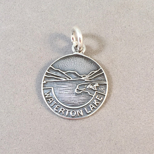 WATERTON LAKE .925 Sterling Silver Charm Pendant National Park Travel Canada Glacier tc16