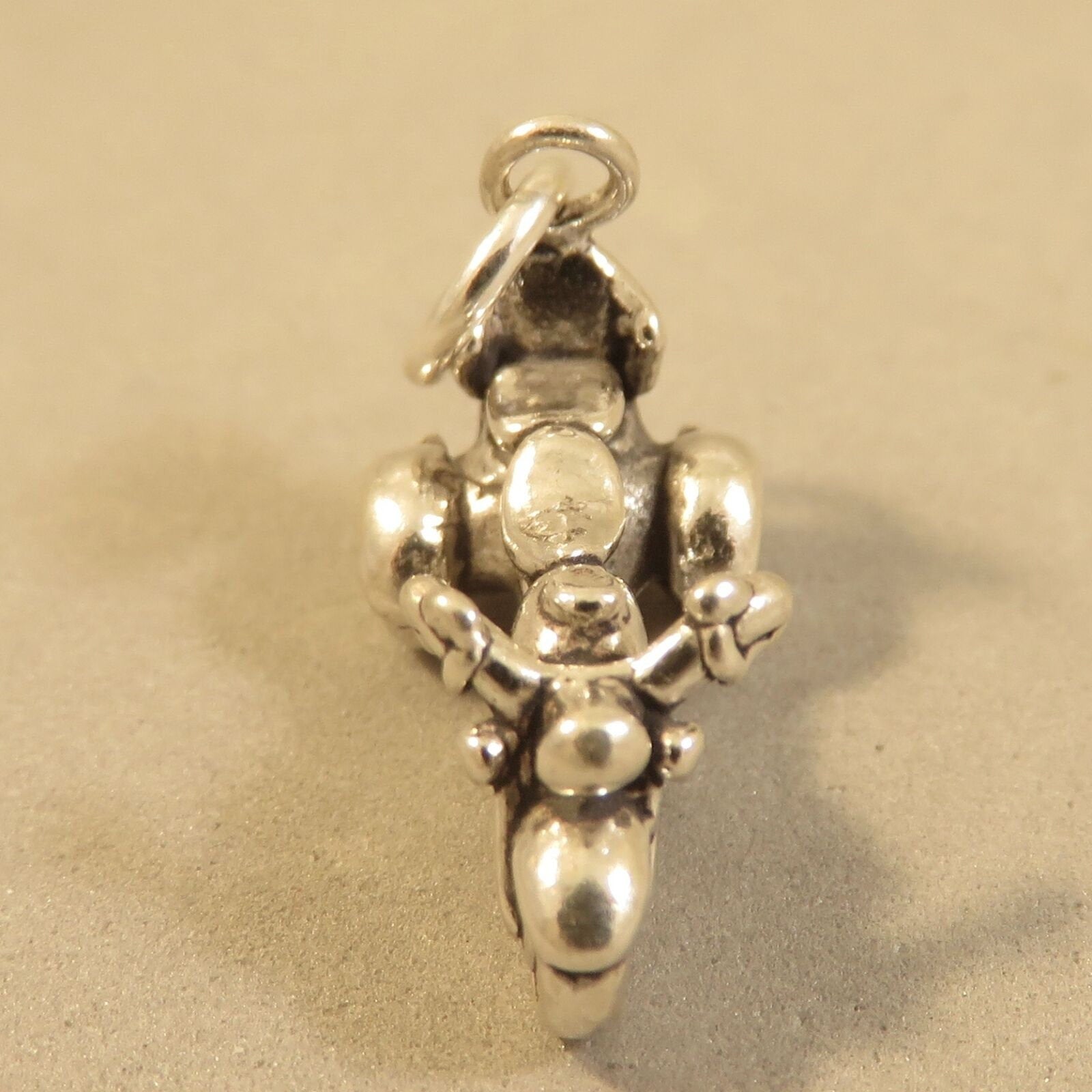 Vintage Motorcycle Charm - 925 Sterling Silver Retro Bike Pendant For Bracelets & Necklaces