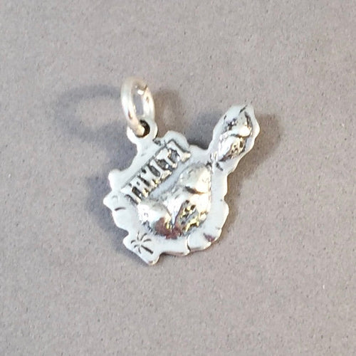 TAHITI .925 Sterling Silver Charm Pendant Society Islands French Polynesia Map tr08