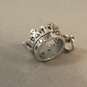 Sale! PRINCESS CROWN .925 Sterling Silver 3-D Small Charm Pendant Queen King Royalty Tiara DU144