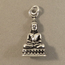 Load image into Gallery viewer, MEDITATING BUDDHA .925 Sterling Silver 3-D Charm Pendant Temple Thailand Japan Buddhism fa02