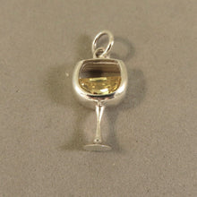 Load image into Gallery viewer, Glass of WHITE WINE .925 Sterling Silver Charm with CZ Stone Pendant Drink Kitchen Beverage kt10