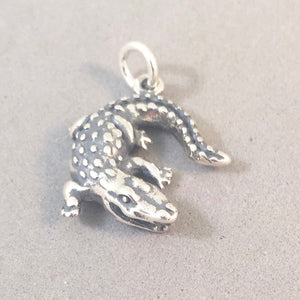 CROCODILE .925 Sterling Silver Charm Pendant Curled Alligator 925 AN46
