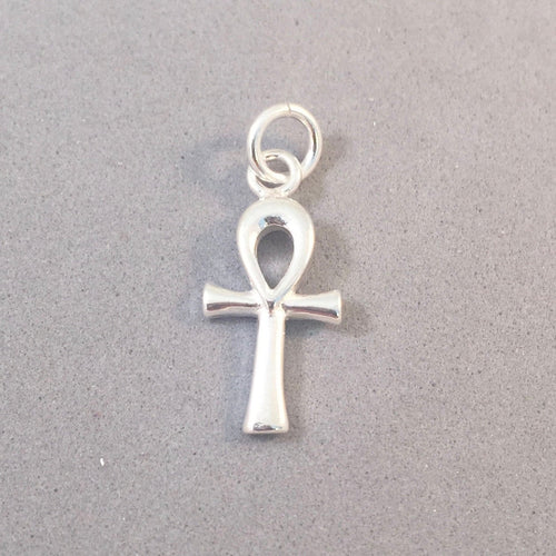 ANKH .925 Sterling Silver Small Egyptian Cross (Onk) CHARM Basic Tiny Religion Faith fa34