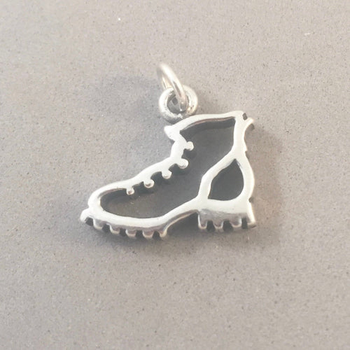 Sale! HIKING BOOT OUTLINE .925 Sterling Silver Charm Pendant Work Shoe Ankle Boot High Top DU107