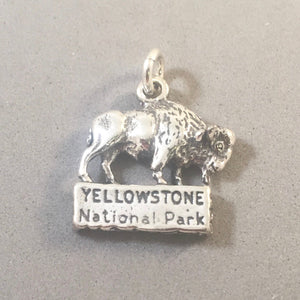 YELLOWSTONE BUFFALO .925 Sterling Silver Charm Pendant National Park Wyoming Animal  pm17