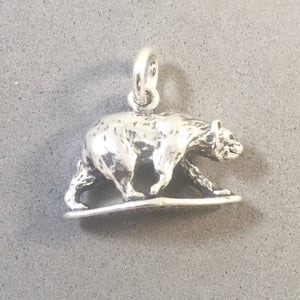 YELLOWSTONE BEAR .925 3-D Sterling Silver Charm Pendant National Park Wyoming Grizzly Brown CC08