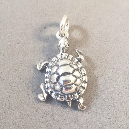 WALKING TURTLE .925 Sterling Silver 3-D Charm Pendant Land Tortoise Animal AN71