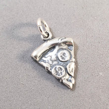 Load image into Gallery viewer, SLICE OF PIZZA .925 Sterling Silver 3-D Charm Pendant Fast Junk Food Italy Italian Pepperoni kt43