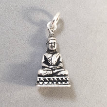 Load image into Gallery viewer, MEDITATING BUDDHA .925 Sterling Silver 3-D Charm Pendant Temple Thailand Japan Buddhism fa02