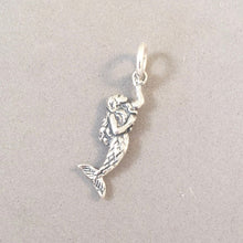 Load image into Gallery viewer, SWIMMING MERMAID .925 Sterling Silver 3-D Double Sided Charm Pendant Mystical Fantasy New nt14