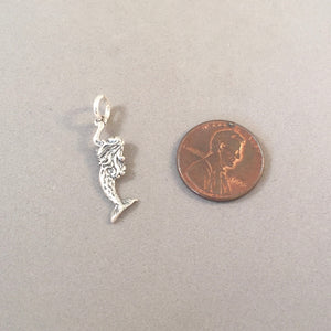 SWIMMING MERMAID .925 Sterling Silver 3-D Double Sided Charm Pendant Mystical Fantasy New nt14