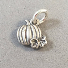 Load image into Gallery viewer, PUMPKIN With Autumn Leaf .925 Sterling Silver Charm Pendant Double Sided Tiny Halloween kt08