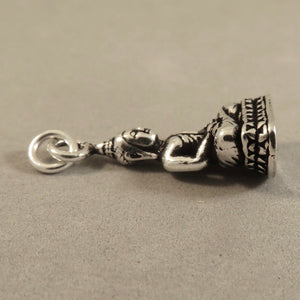 MEDITATING BUDDHA .925 Sterling Silver 3-D Charm Pendant Temple Thailand Japan Buddhism fa02