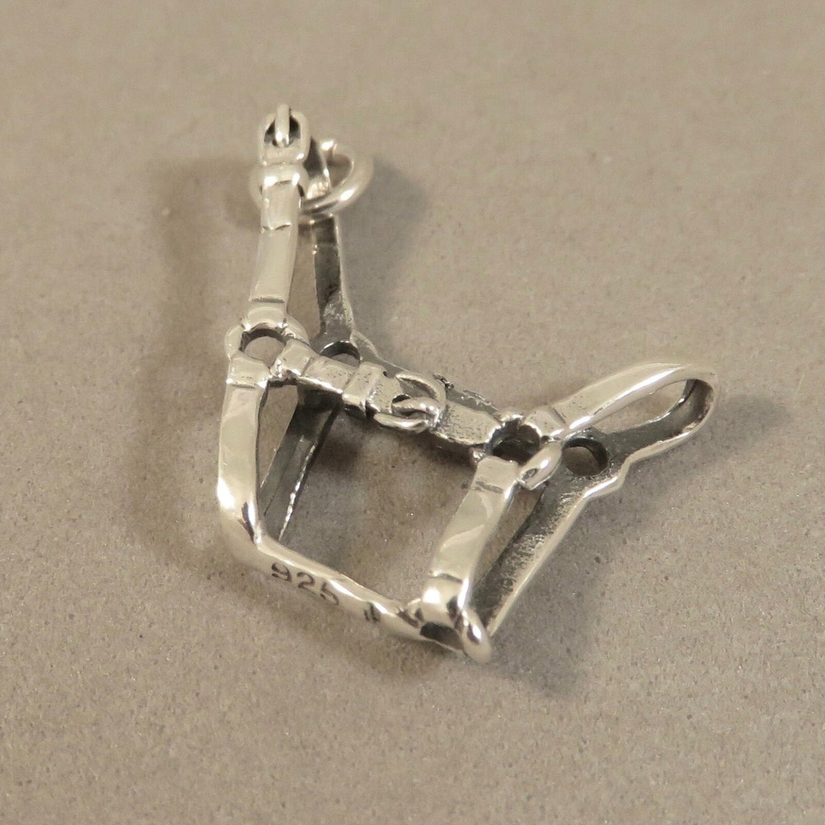 HORSE HALTER .925 Sterling Silver 3D Charm Pendant Bridle Harness Equ