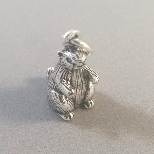 MARMOT OR PRAIRIE DOG .925 Sterling Silver 3-D Charm Pendant Animal Rodent Groundhog Ground Squirrel RP01