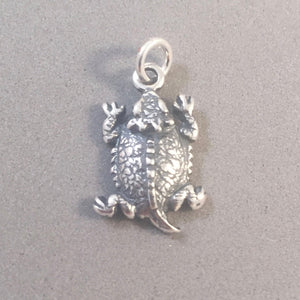 HORNED TOAD .925 Sterling Silver Charm Pendant Small Texas Frog Lizard Reptile Oxidized an01