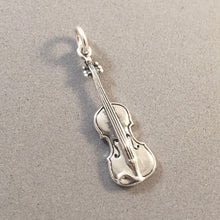 Load image into Gallery viewer, IRISH FIDDLE .925 Sterling Silver 3-D Charm Pendant Celtic Symbol Violin Music Instrument TB64