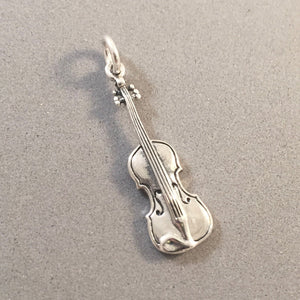 IRISH FIDDLE .925 Sterling Silver 3-D Charm Pendant Celtic Symbol Violin Music Instrument TB64