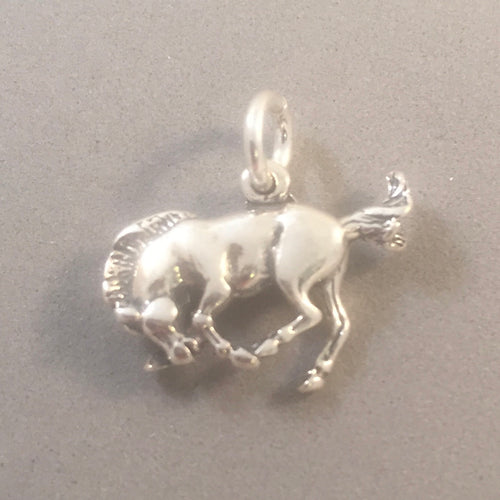 BUCKING BRONCO .925 Sterling Silver 3-D Charm Pendant Mare Stallion Horse Equestrian AN31