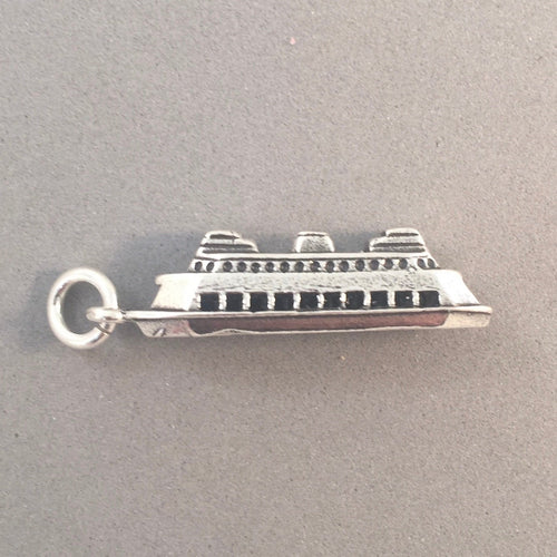 WA STATE FERRY .925 Sterling Silver 3-D Charm Pendant Staten Island Washington Waterfront Boat nw08