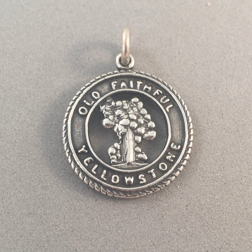 OLD FAITHFUL .925 Sterling Silver Charm Pendant Yellowstone National Park Wyoming Geyser pm07