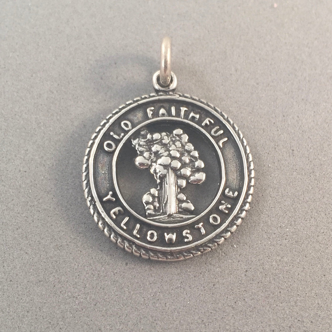 OLD FAITHFUL .925 Sterling Silver Charm Pendant Yellowstone National Park Wyoming Geyser pm07