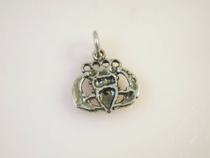 CLADDAGH .925 Sterling Silver Charm Pendant Celtic Galway Ireland Crown Heart Hands TB65