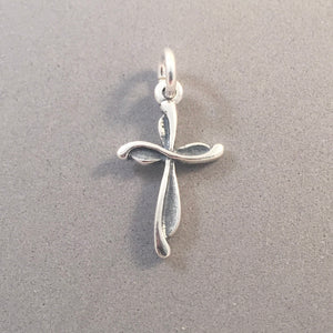 CROSS .925 Sterling Silver Charm Pendant Unique Freeform Feminine Christian Faith Religion CE05