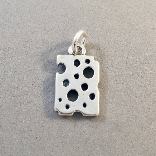 Sale! SLICE OF CHEESE .925 Sterling Silver 3-D Charm Pendant Food Kitchen Swiss KT135