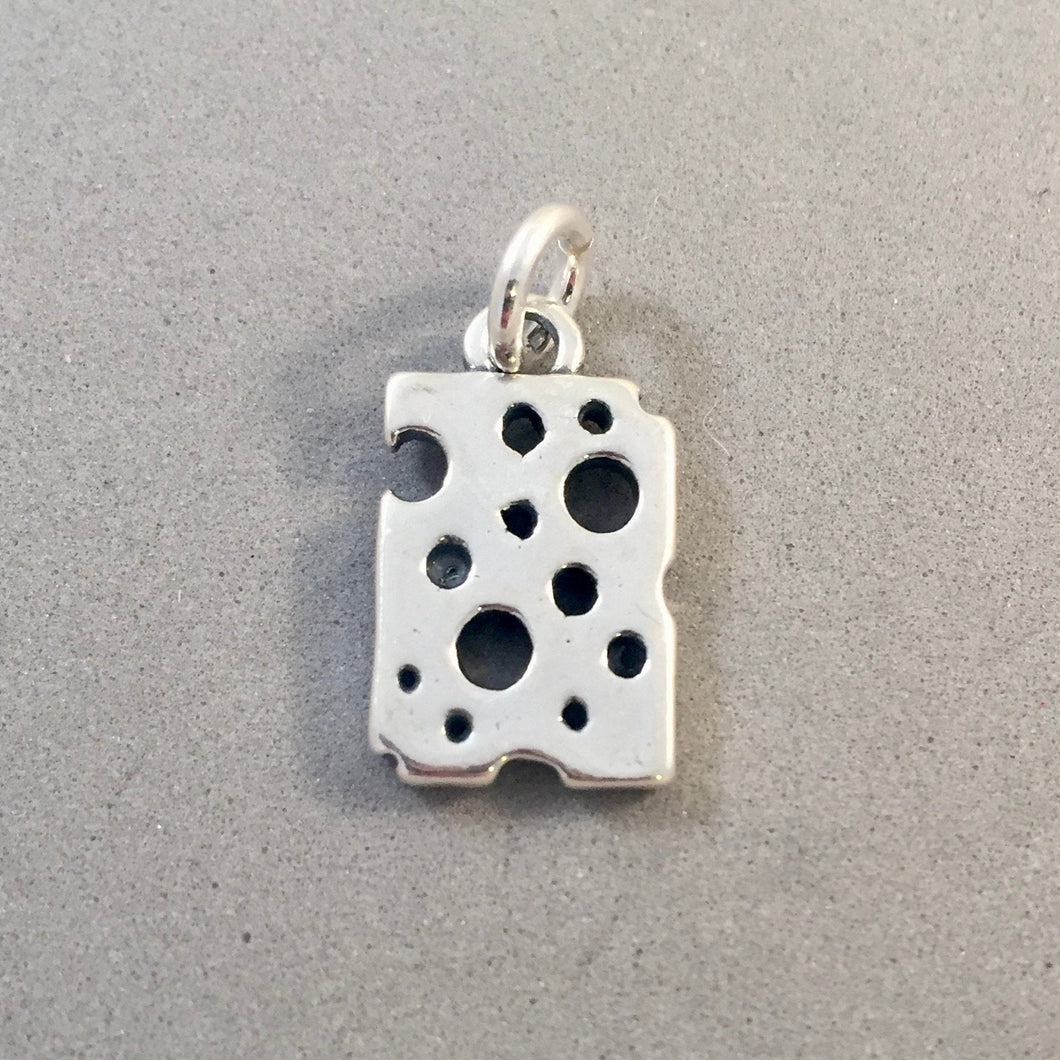 Sale! SLICE OF CHEESE .925 Sterling Silver 3-D Charm Pendant Food Kitchen Swiss KT135